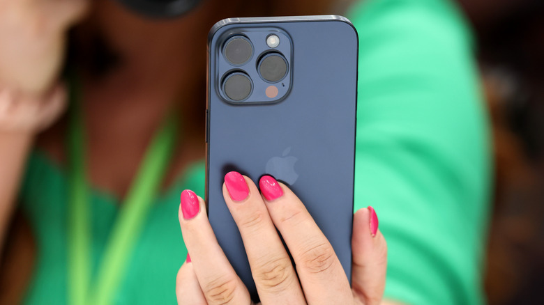 iPhone 15 Pro in blue.