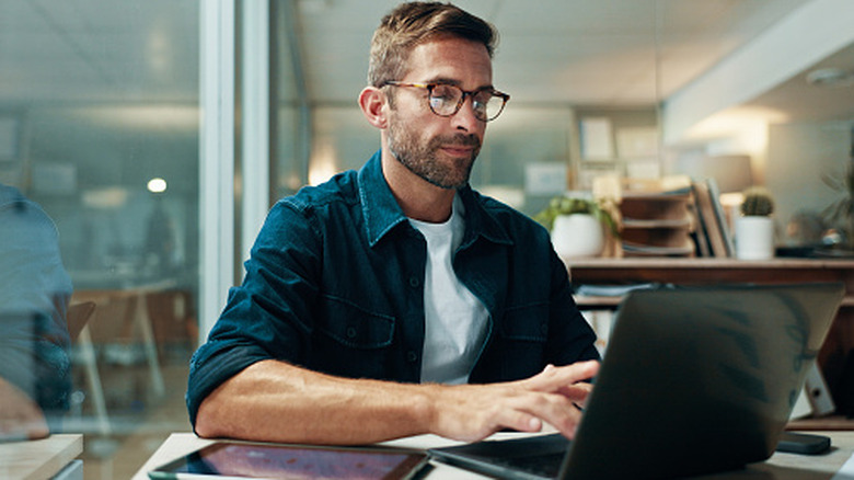 Man working on laptop