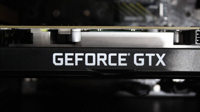 Geforce GTX graphics card installed in a PC
