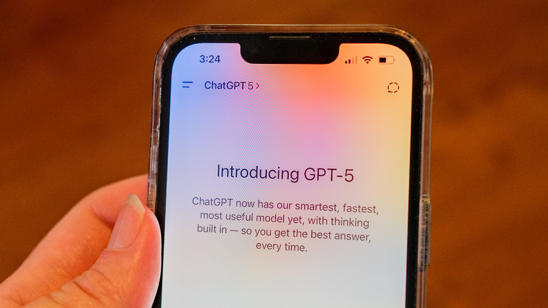 The introduction splash screen of ChatGPT-5 on a recent iPhone.