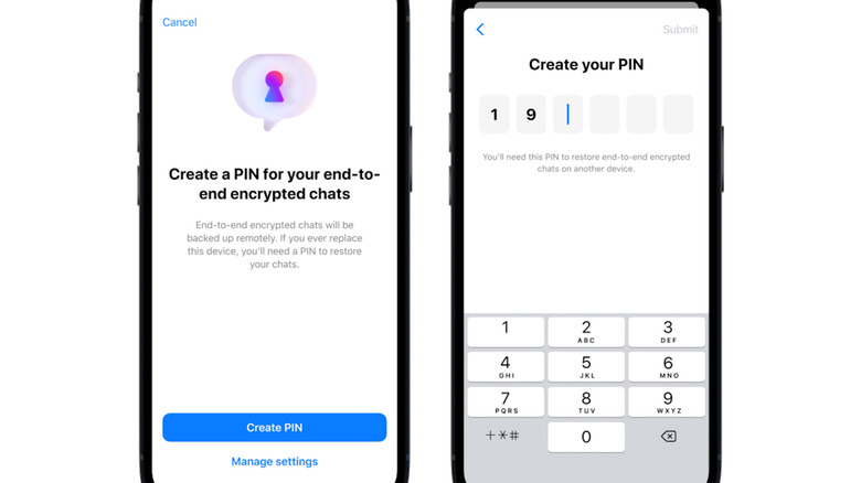 Creating PIN E2EE Messenger chats