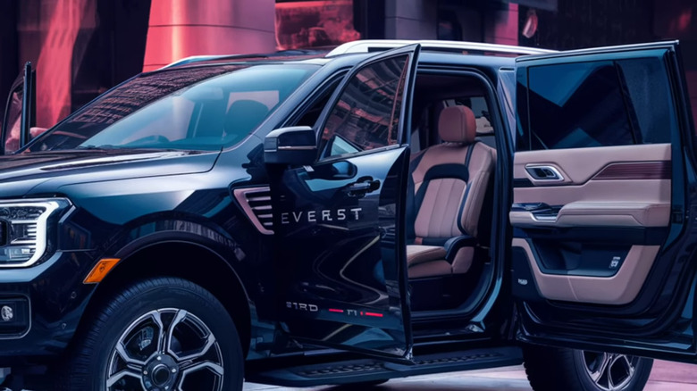 AI image of Everest Wildtrak 2025, incorrectly reading "Everst" on the driver door