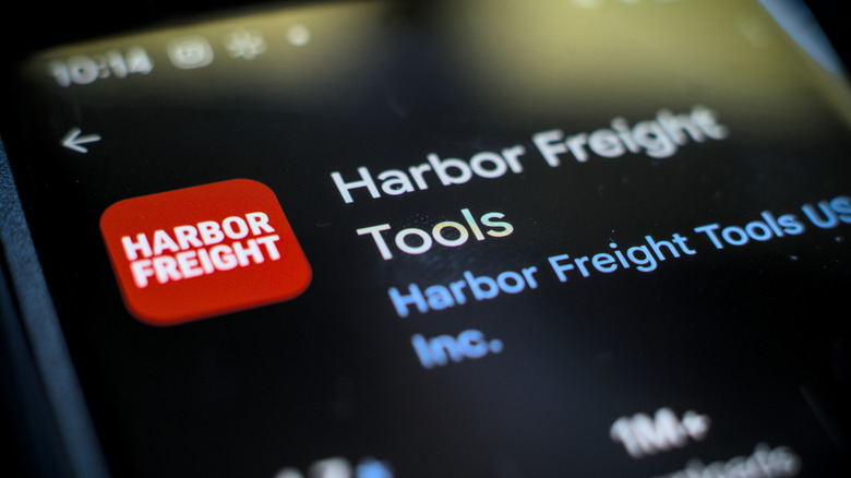 The Google Play Store listing for the Harbor Freight Tools app on an Android device