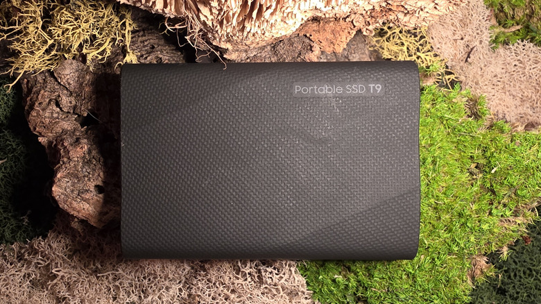 Samsung SSD posed on moss background