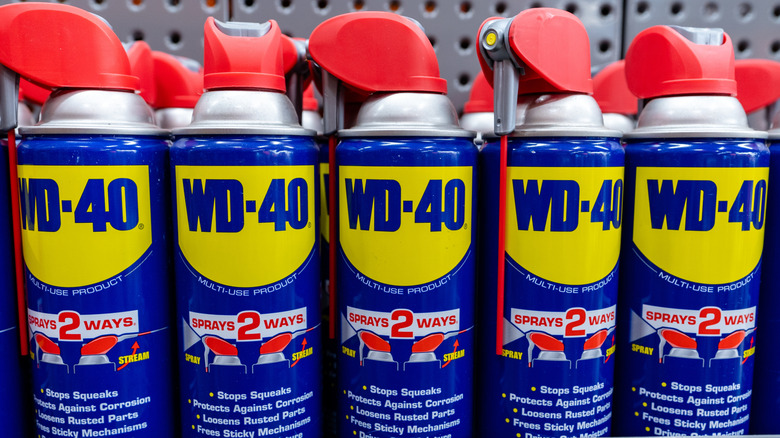 Several cans of WD-40 in a row.