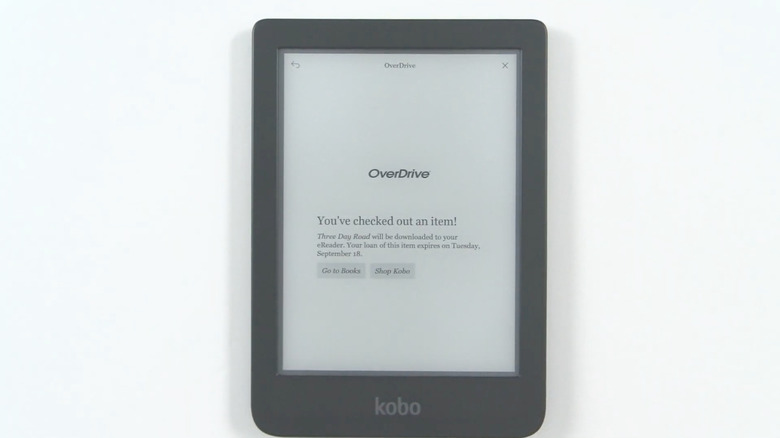 Kobo flat on desk with OverDrive open