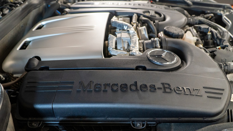 Mercedes-Benz V8 biturbo engine upclose