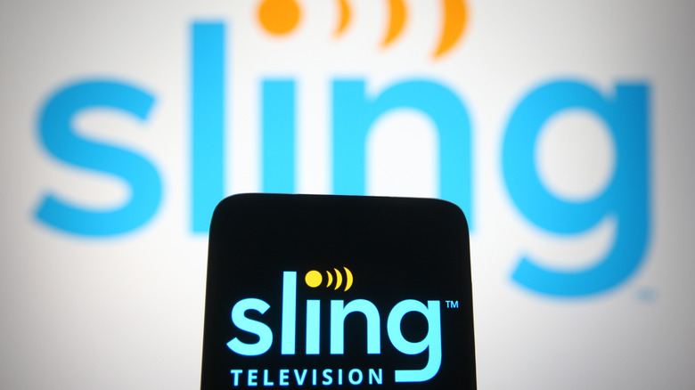 Phone screen displaying Sling TV logo