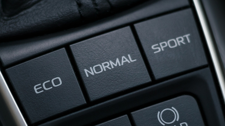 Driving mode buttons inside modern Toyota