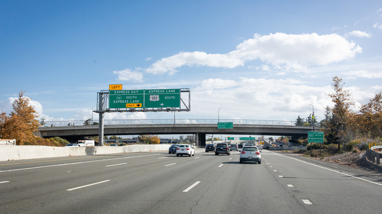 Drivers view of Highway 101 in California