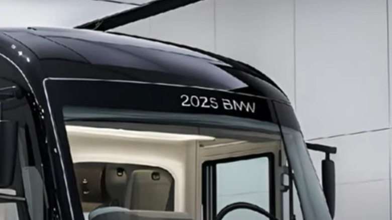 A closer look at the 2025 BMW badge on the front of the BMW XC.