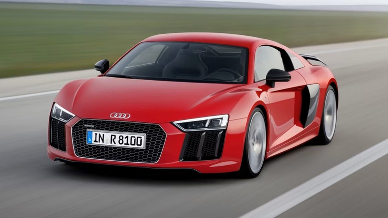 Front 3/4 action shot of a second-generation Audi R8