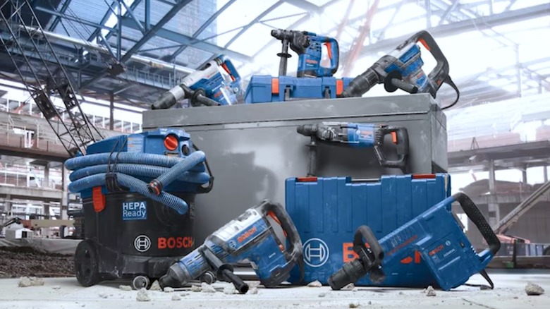Picture displaying various Bosch power tools