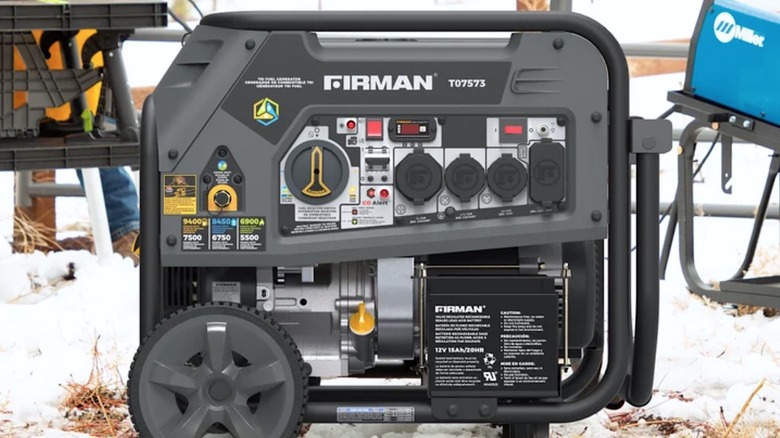 Picture displaying Firman generator running in the snow