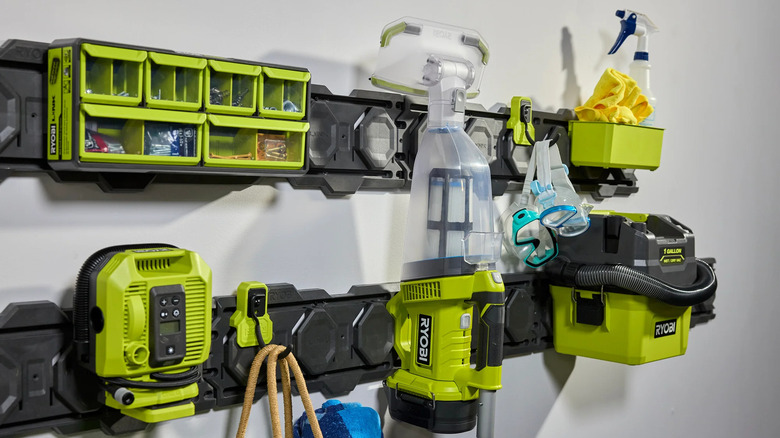 Ryobi Pool Vacuum mounted on wall