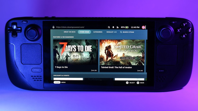 Steam Deck on colorful background