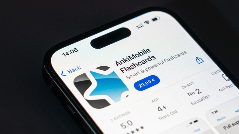 An image of AnkiMobile Flashcards in the app store on an Android smartphone.