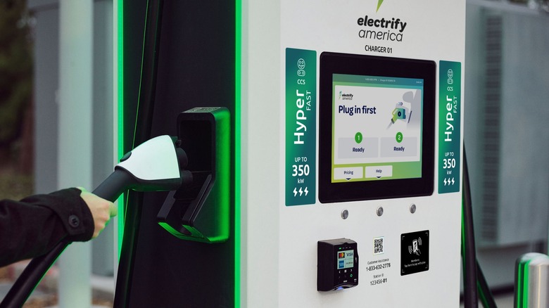 Electrify America Hyper-Fast charging label.