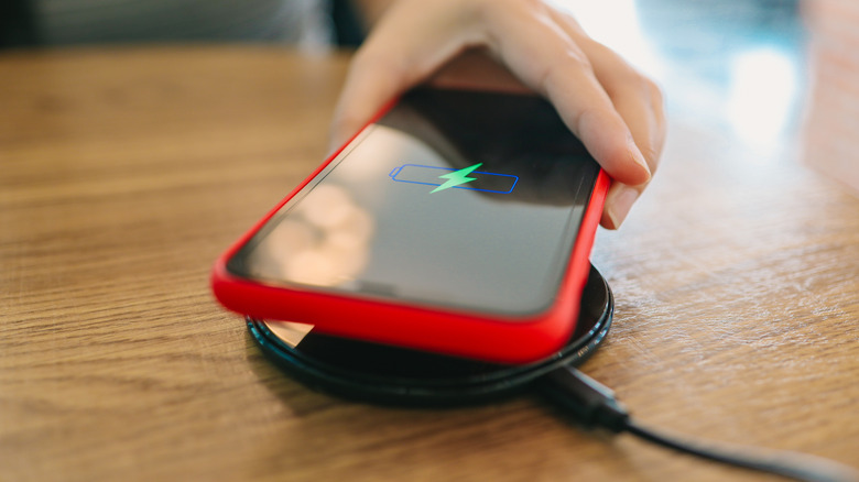 Phone on charging pad