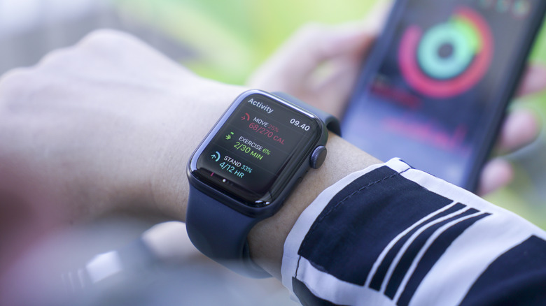 Apple Watch on the wrist.