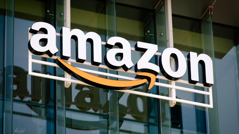 The Amazon logo on an office