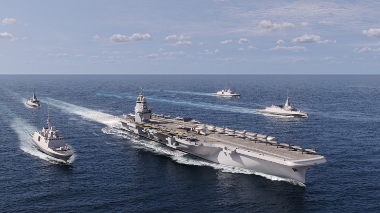 PA-NG is escorted by a fleet of French support ships.