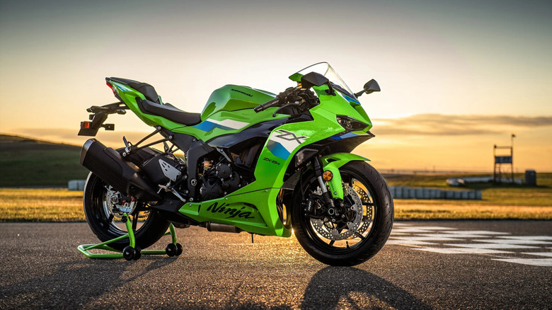 2026 Kawasaki Ninja ZX-6R parked on a race track