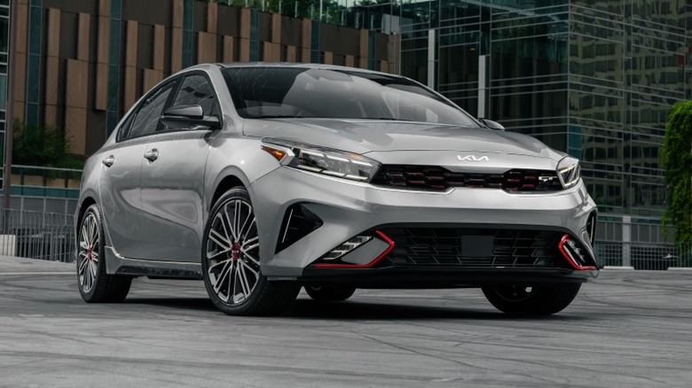 2024 Kia Forte parked on paved surface in front of building