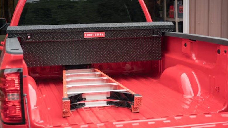 Craftsman truck toolbox in a red pickup