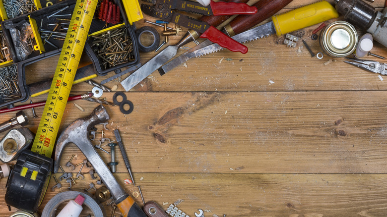 old tools on a bench