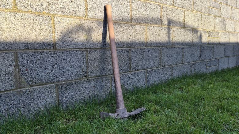 my mattock leaning on a wall