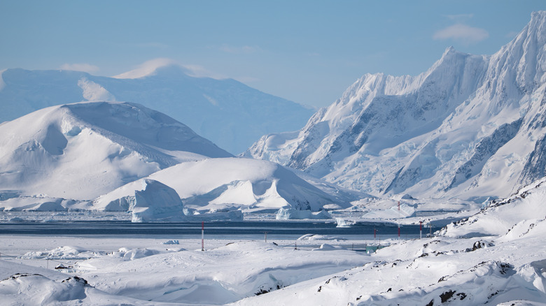 A view of the land and sea in Antarctica