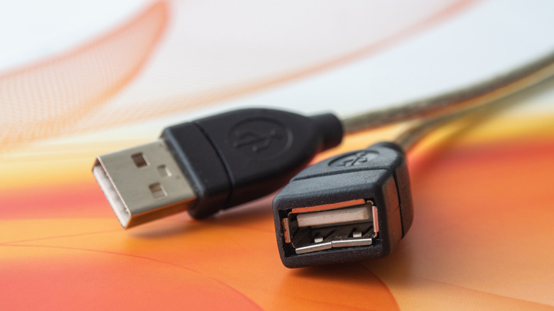 male and female ends of a USB connector