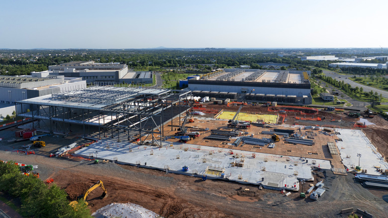 An aerial view of a data center under construction