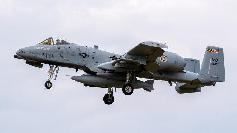A-10 Warthog from Maryland Air National Guard landing in 2023
