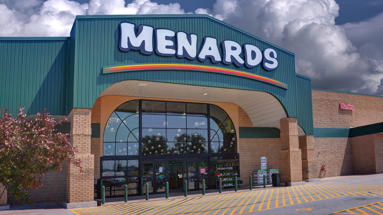 The exterior of a Menards store on a sunny day