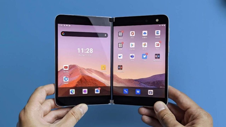 Unfolded Surface Duo in hands