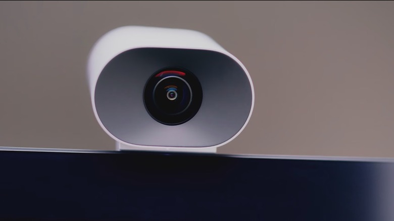 Surface Hub 2 Smart Camera atop a screen.