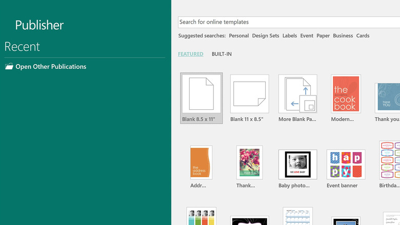 a screenshot of microsoft publisher 2019