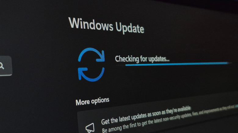 Windows update screen checking for updates