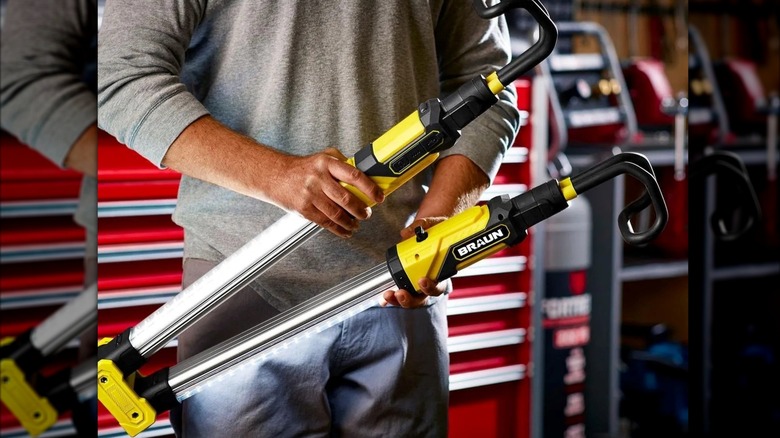 The Harbor Freight Braun Underhood Light folds for easy storage.