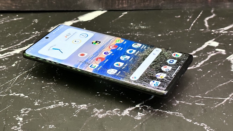 Moto Edge+ on deckled surface