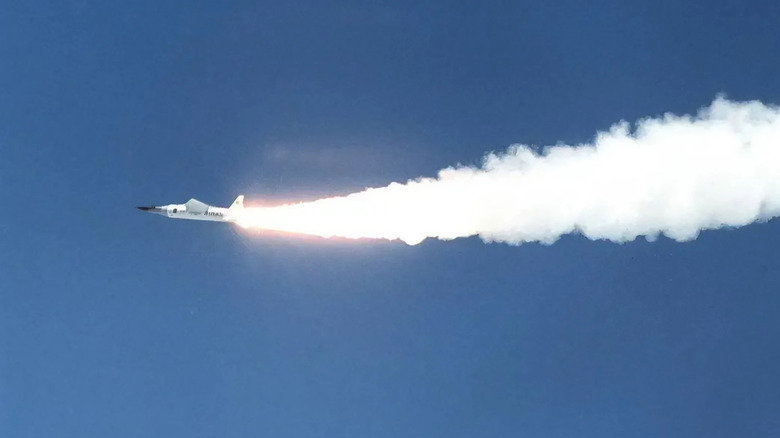 The first X-43A hypersonic research aircraft and its modified Pegasus booster rocket being carried