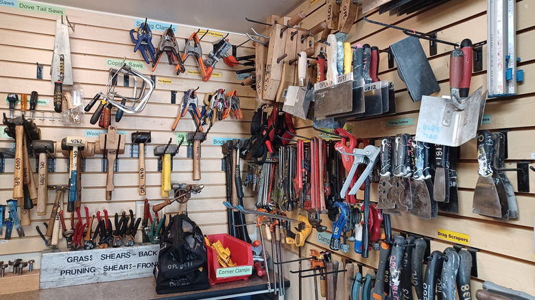 The tools on display in the Oakland Tool Lending Library.