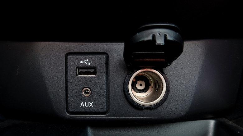 close up of car cigarette lighter