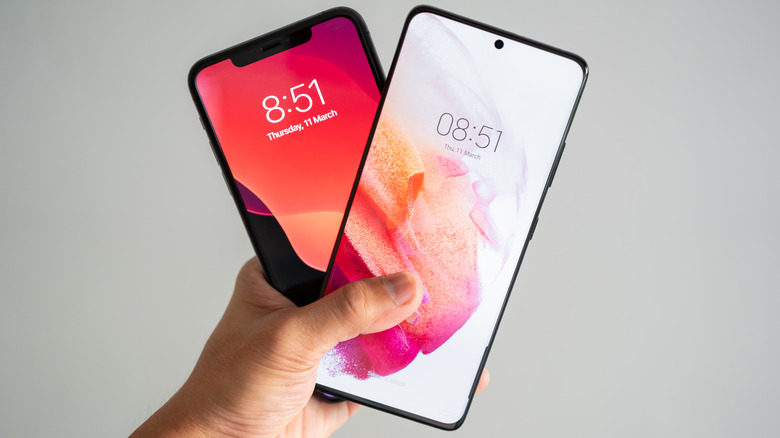an iPhone alongside an Android phone