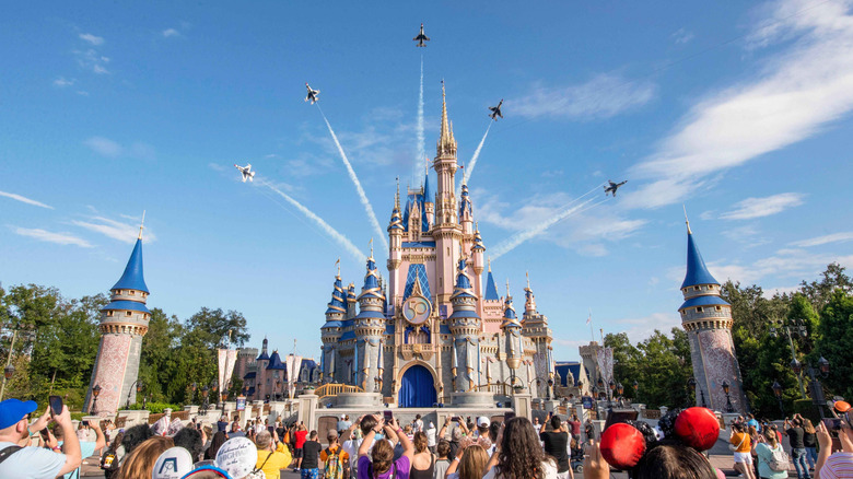 The Air Force Thunderbirds flying over Walt Disney World