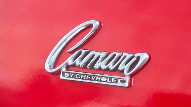 close up of red chevy camaro