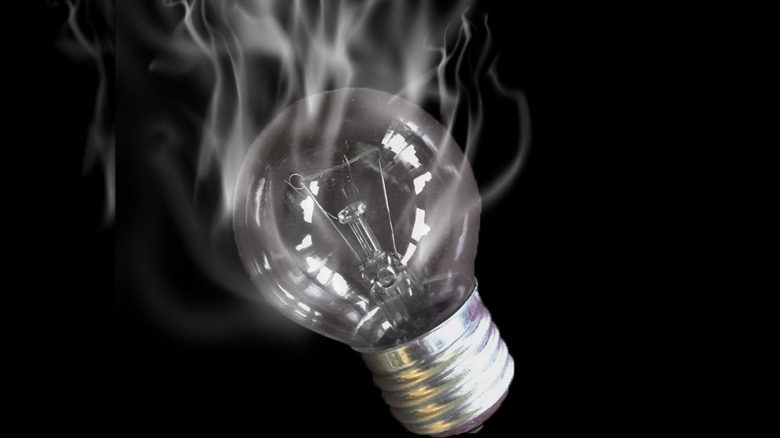 An image of an overheating lightbulb
