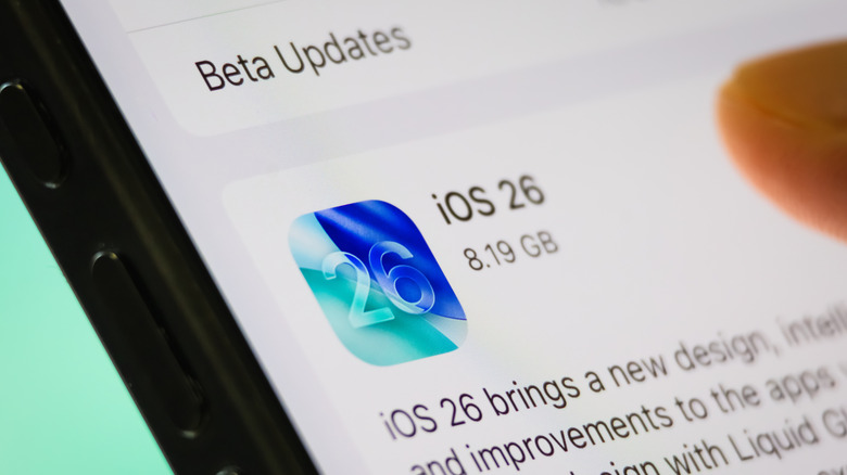 iOS 26 update size and description on iPhone screen